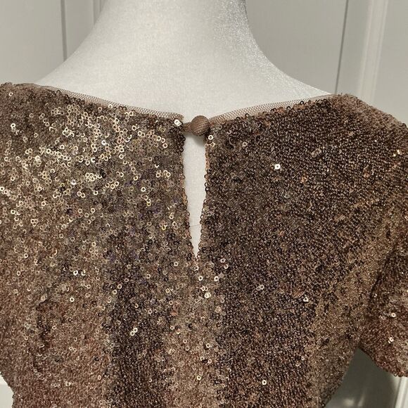 NEW Revelry Bandie Sequin Top Rose Gold Short Sleeve Cocktail Party Size Medium - Picture 5 of 8